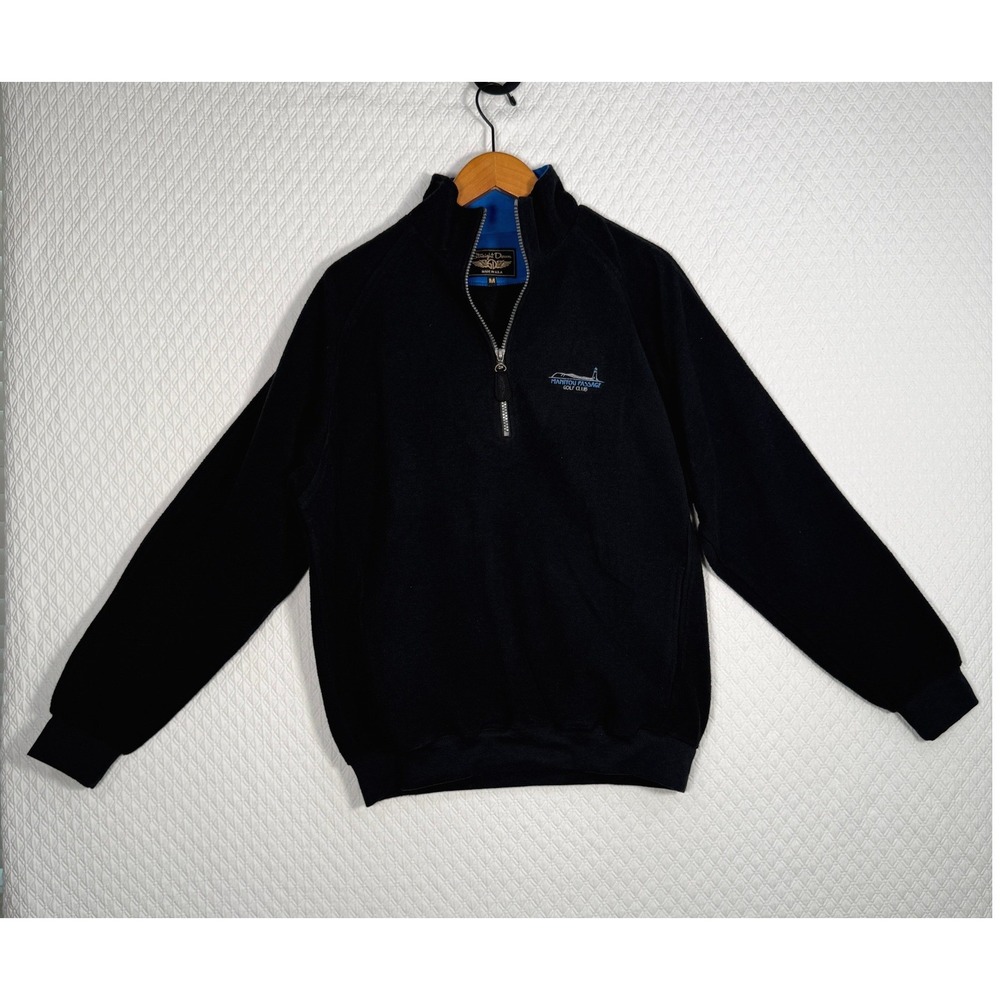 Straight Down Mens Black Fleece Quarter Zip Manitou Passage Golf Pullover M USA